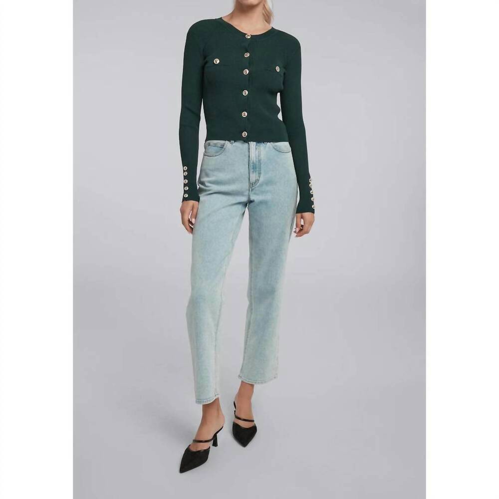 NEW GENERATION LOVE pennie rib cardigan in hunter green